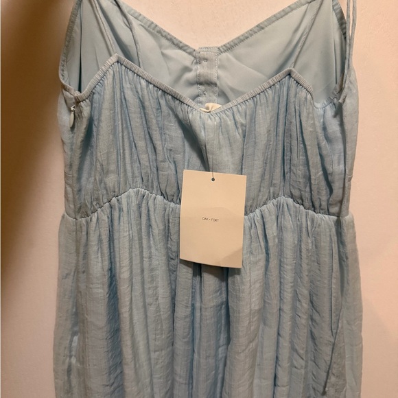 Oak + Fort Light Blue Midi Dress NWT | Tie Strap Button Front Sundress S - Picture 2 of 7